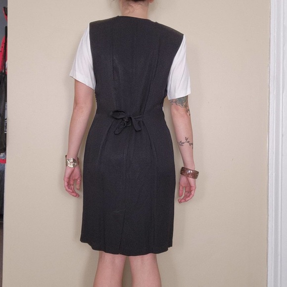 Vintage 80s Black & White Button-up Dress - Picture 3 of 6